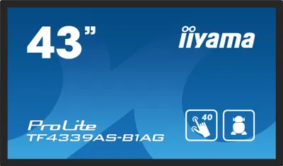 Zdjęcie produktu dla iiyama TF4339AS-B1AG, 108 cm (42.5"), 3840 x 2160 px, 4K Ultra HD, LED, 8 ms, Czarny
