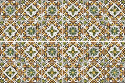 Produktbild von Fliesenaufkleber 15x15 cm – 24 Stück – Selbstklebend – Wasserfest – Pflegeleicht – Hitzebeständig – Für Küche & Bad – Florale Ornamente in Quadraten