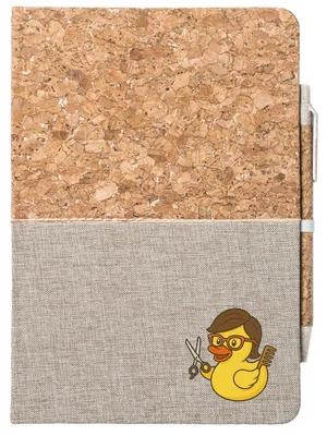 Produktbild von Huuraa Notizbuch A5 Quietscheente Friseurin Comic Gummiente 80 Blatt inkl. Kugelschreiber Tagebuch Geschenkidee