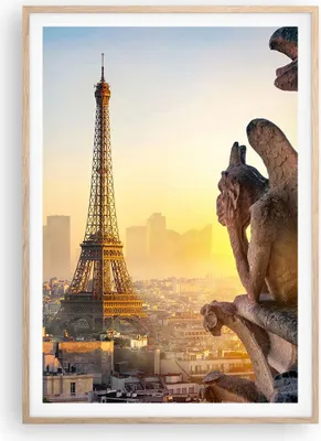 Produktbild von Gerahmtes Poster - Rahmen in heller Eiche - Wasserspeier Turm Eiffel - 70x100 cm - Wand Bild - Wanddeko - Wandbilder - Kunstposter - Wandposter - Bilderrahmen - Bilder - Kunstdruck - P2NPA70x100-4633