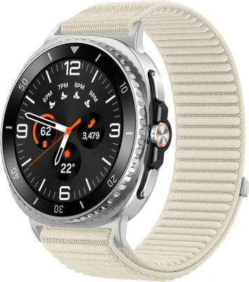Image de Pour Samsung Galaxy Watch 8 / 8 Classic Nylon Velcro Bracelet d'interface métallique Beige