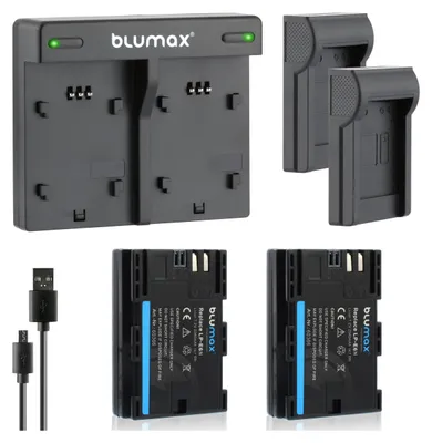 Produktbild von 2x Akku + Lader für Canon LP-E6NH 2040mAh EOS R5 R6 Mark II R7 90D 7D XC15