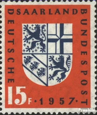 Produktbild von Briefmarken Saarland 1957 Mi 379I (kompl.Ausg.), Buckel an der 5 (Feld 17) postfrisch Saarwappen