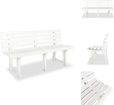 Immagine prodotto di vidaXL Panchina da giardino 145,5 cm in plastica bianca - Panchine da giardino