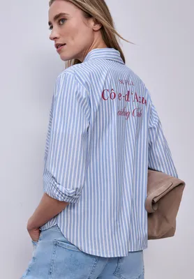 Produktbild von Street One Hemdbluse 'Bluse mit Hemdkragen und Backprint', A346434, original blue, Gr. 40