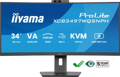 Zdjęcie produktu dla iiyama ProLite XCB3497WQSNPH-B1, 86,4 cm (34"), 3440 x 1440 px, UltraWide Quad HD, LED, 0,4 ms, Czarny