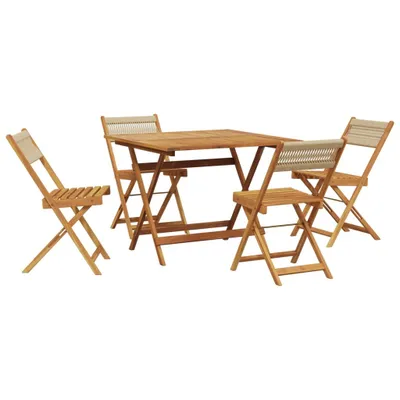 Produktbild von 5-tlg. Garten-Essgruppe Polypropylen und Massivholz Beige