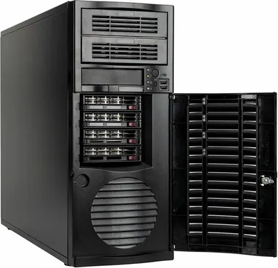 Produktbild von bluechip SERVERline T40334r Tower, Intel® Xeon® 6511P Prozessor / bis zu 4.20 GHz, 32 GB DDR5, 2 × 480 GB 2,5\" SSD, Avago 9540-8i, TPM-Modul, 4 x RJ45 (2 × 10 Gb/s + 2 × 1 Gb/s)