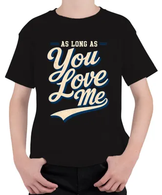 Obrázok produktu pre Tričko s nápisom "As Long As You Love Me", hudba 90. rokov, darček pre fanúšikov boybandov, detské tričko z 90. rokov, čierna farba, veľkosť 116