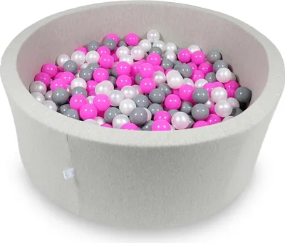 Immagine prodotto di Bacinella 110x40cm grigio chiaro con 500 palline: Rosa, madreperla, grigio