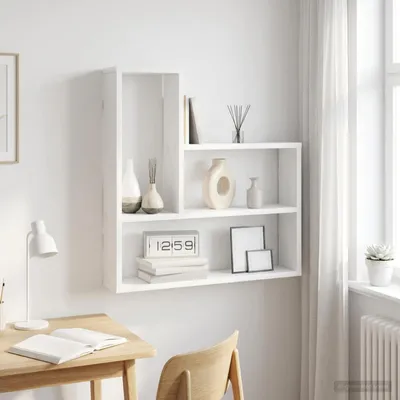 Obrázok produktu pre Maison Exclusive – Nástenná polička, biela, 60 x 11 x 60 cm, drevovláknitá doska