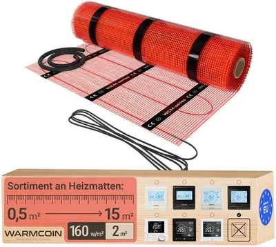Zdjęcie produktu dla Elektryczne ogrzewanie podłogowe, 160 W/m² - mata grzewcza o wymiarach 0,5 m x 4 m (2,0 m²). Nadaje się do podłóg laminowanych, płytek i innych. Elektryczne ogrzewanie podłogowe