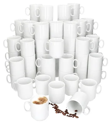 Produktbild von 72er Set Event Kaffeebecher 250ml weiß Porzellan-Tassen stapelbar