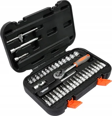 Zdjęcie produktu dla Zestaw narzędzi STHOR 1/4", 38 elementów: nasadki, bity, klucz nasadowy, walizka