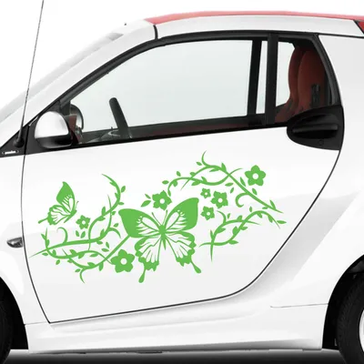 Produktbild von Aufkleber - 2 Stk. Autoaufkleber Butterfly Rankelement je 120cm x 53cm lindgrün - Tuning Carystyling Heckscheibe Auto