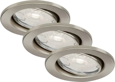 Imagen del producto de Lámpara empotrable LED Di-Ka, regulable, juego de 3 unidades, acabado níquel mate, diámetro 8,6 cm, casquillo GU10, 5,5 W