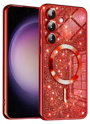 Produktbild von Techsuit Luxury Glitter Back Cover Hülle mit MagSafe für Samsung Galaxy S23 FE - Rot