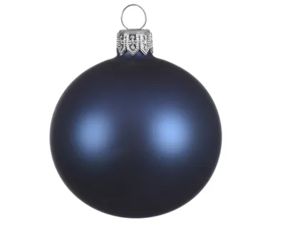 Produktbild von Weihnachtskugeln Glas 8cm mundgeblasen 6er Box - Nachtblau matt