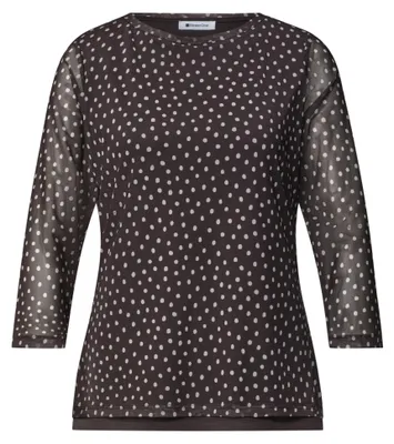 Produktbild von Street One LTD QR printed mesh shirt w.3/ black coffee 36