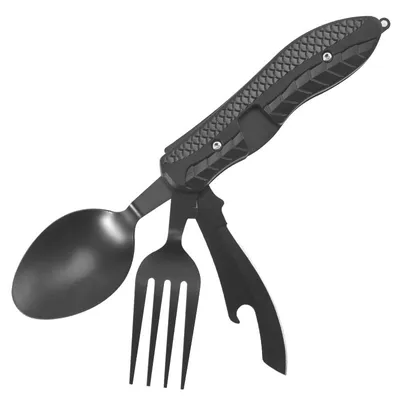 Produktbild von 4-in-1 multifunktionales Besteck Outdoor-Camping-Utensilien tragbare Edelstahl-Messer Gabel Löffel Besteck-Set faltbar