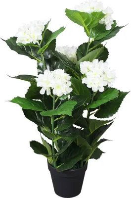Image de Plante hortensia artificielle avec pot 60 cm Blanc
