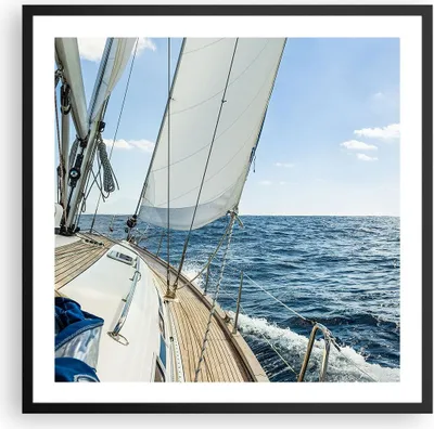 Produktbild von Gerahmtes Poster - Schwarzer Rahmen - Meer Kreuzfahrt Segel - 60x60 cm - Wand Bild - Wanddeko - Wandbilder - Kunstposter - Wandposter - Bilderrahmen - Bilder - Kunstdruck - Wandbild - P2BAC60x60-3647