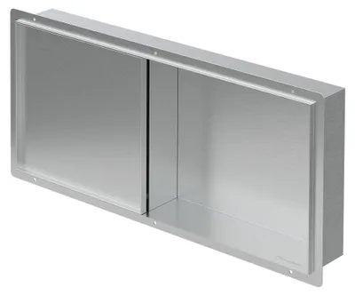 Produktbild von LuxeBath Wandnische Dusche Edelstahl mit befliesbarer Tür 25,5x55,5x10 cm Silber Duschnische wasserdicht, Einbaunische randlos Duschablage Duschregal
