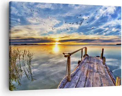 Produktbild von Bild auf Leinwand - Leinwandbild - See Brücke - 70x50cm - Wand Bild - Wanddeko - Wandbilder - Leinwanddruck - Bilder - Kunstdruck - Wanddekoration - Leinwand bilder - Wandkunst - AA70x50-3963
