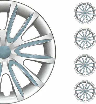 Produktbild von 4x Radblenden Radkappen Radzierblenden für 14" Zoll Stahlfelgen Grau Hell Blau