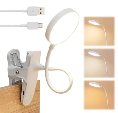 Produktbild von Aufladbare Leselampe mit Clip, 3 Farbtemperaturen, flexibler Schwanenhals
