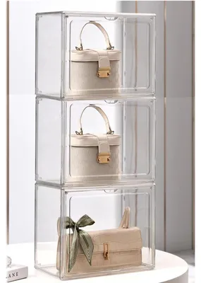 Imagen del producto de Solidchoice - Juego de 3 cajas de almacenamiento de acrílico para bolsos