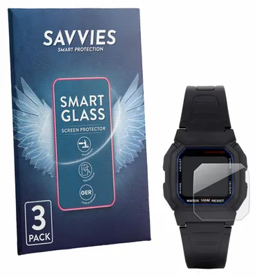 Produktbild von 3x Savvies Schutzglas Folie für Casio W-800H-1AVES 9H Panzer Schutzfolie Glas Displayschutz klar transparent