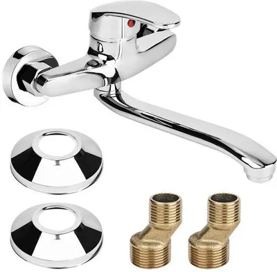 Produktbild von Drehbare Küchenarmatur um 360° - Wandarmatur - Einhebelmischer für kaltes und warmes Wasser - Küchenarmatur - Wandarmatur - Waschtischmischer für Wandmontage - Schwenkarm, 18 cm