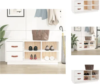 Obrázek produktu pro vidaXL Lavice na boty bílá 100x34x45 cm z masivního borovicového dřeva - Botníky a skříně