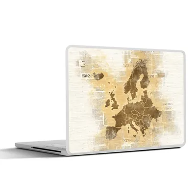 Produktbild von MuchoWow® Laptop Aufkleber Sticker Cover Karte von Europa - Braun - Zeitung 30x22 cm - Laptop-Sticker