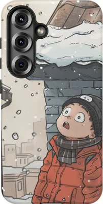 Produktbild von Winterliches Chibi-Motiv mit verschneitem Dach – Hülle Kompatibel mit Galaxy S25