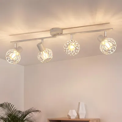 Imagen del producto de ZMH Lámpara de techo LED, 4 focos, color gris, casquillo E14, metal. Lámpara para cocina, giratoria 350°. Lámpara para salón, focos de techo, iluminación interior, ideal para pasillos y cocinas