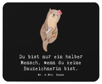 Produktbild von Mr. & Mrs. Panda Mouse Pad Bauzeichnerin Herz - Schwarz - Geschenk, Mauspad, mausteppich, pc, mousematte, Mousepad