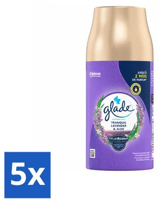 Imagen del producto de 5 unidades de recambio para ambientador automático Glade, aroma Lavanda y Aloe, 269 g, pack ahorro