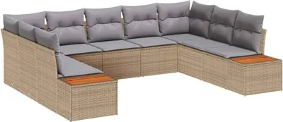 Produktbild von vidaXL Gartensofa-set mit Kissen 5 pcs Beige und Hellgrau Polyrattan