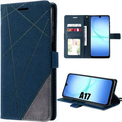 Image de Coque pour Samsung Galaxy A17 4G/5G, Protection Anti-Rayures Effet Cuir Élégant - Bleu Marine