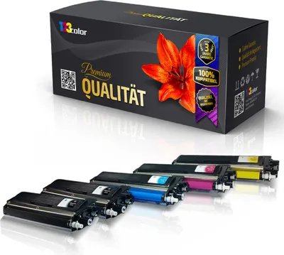 A product shot of a box of toner cartridges and the cartridges themselves.