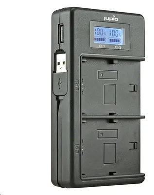 Produktbild von JUPIO Dual-USB-Ladegerät kompatibel mit Sony NP-FW50 + Netzteil