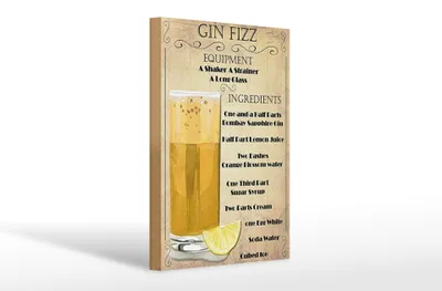 Produktbild von Holzschild Alkohol 20x30cm Gin Fizz Equipment ingredients