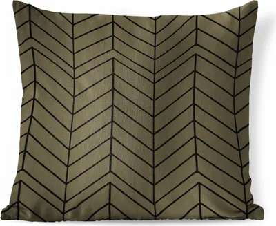 Produktbild von MuchoWow® Zierkissen Sofakissen Wohnzimmer Dekokissen 60x60 cm Linie - Muster - Braun - Sitzfläche - Foto Polster