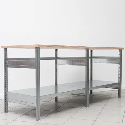 Produktbild von Werkbank FALKE Stecksystem | HxBxT 88x210x70cm | 1 Ebene Stahlfachboden | Fachlast 150kg | Verzinkt