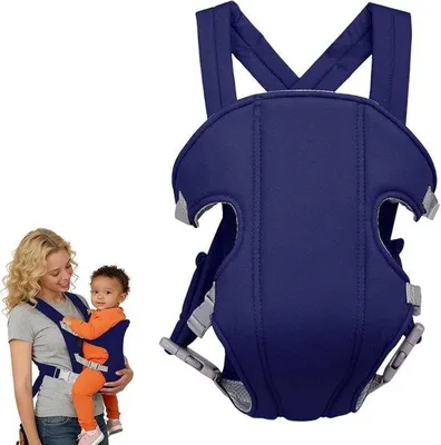Obrázok produktu pre Nastaviteľné nosidlo pre bábätká, 3,5–15 kg, tmavomodré, z pevných materiálov.