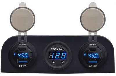 Produktbild von ProRide 12V USB-Autoladegerät 3 Ports 45W QC3.0 P19181 mit Voltmeter