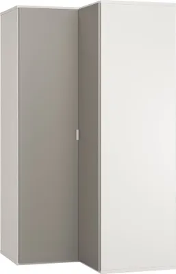 Produktbild von Drehtürenschrank / Eckkleiderschrank Bellaco 39, Farbe: Weiß / Grau - Abmessungen: 187 x 102 x 104 cm (H x B x T)