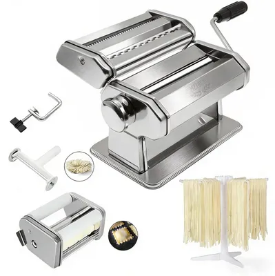 Obrázok produktu pre Omgoods – Súprava na výrobu cestovín a ravioli – 150 mm stroj na výrobu cestovín z nehrdzavejúcej ocele s 9 nastaveniami hrúbky